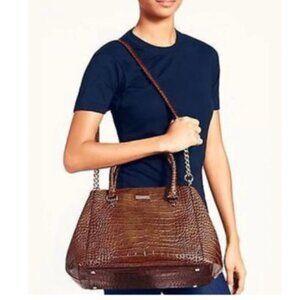 NWT Kate Spade Crocodile Print Embossed Purse Satchel Toasted Mararoon